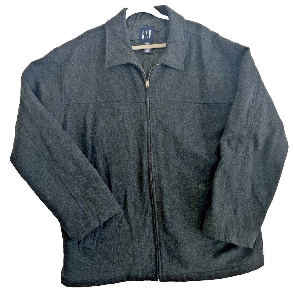 Vintage Y2K Gap Mens Wool Jacket Charcoal Gray Extra Large Great Shape